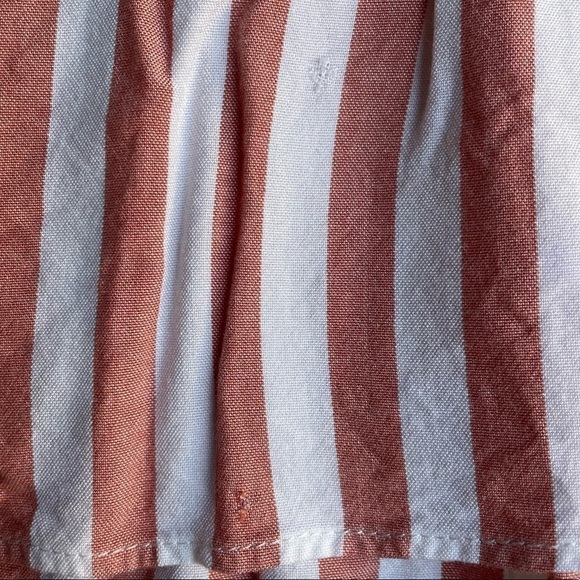 Madewell Women’s V-Neck Top Peplum Popover In Stripe In Dried Coral Color SZ XXS - Picture 10 of 10